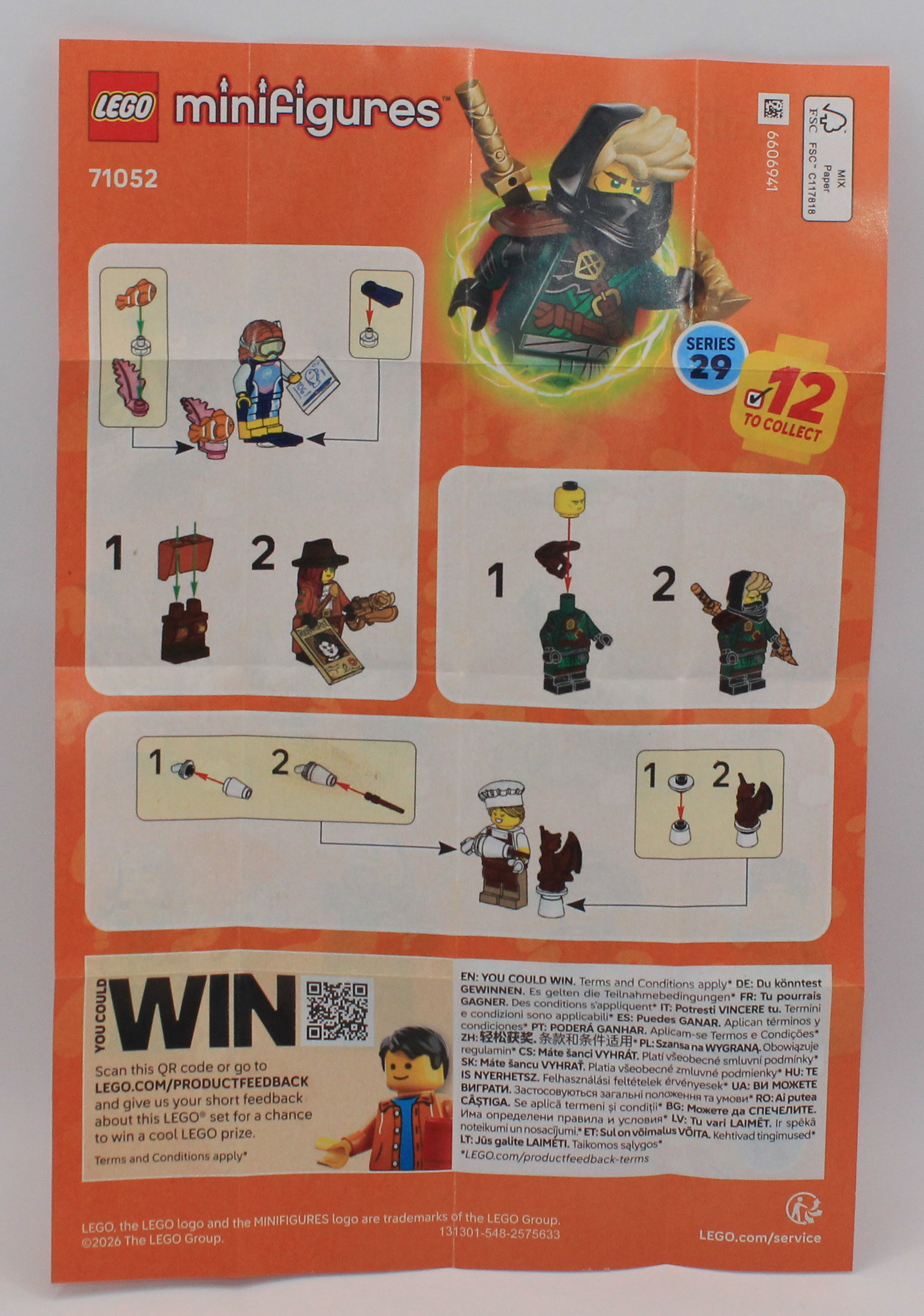 Back of instruction sheet