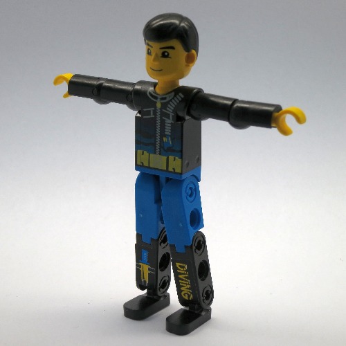 Technic Figure Blue Legs, Black Top