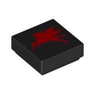 Tile 1 x 1 with Red Flying Pegasus, Going Right print