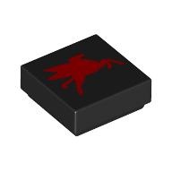Tile 1 x 1 with Red Flying Pegasus, Going Left print