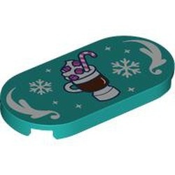 Tile Round 2 x 4 with Sunday, White Snowflakes