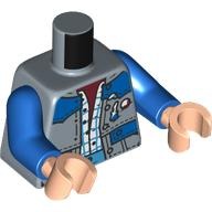 Torso , Jacket, Blue Patches, Stitches, White Checkered Shirt, Dark Red Shirt print, Blue Arms, Light Nougat Hands
