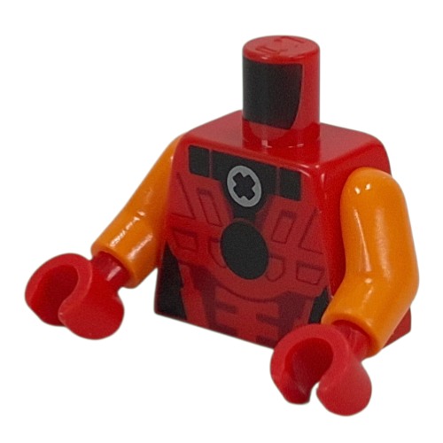 Torso , Dark Red Armor, Black Circle, Light Bluish Grey Technic Bush print