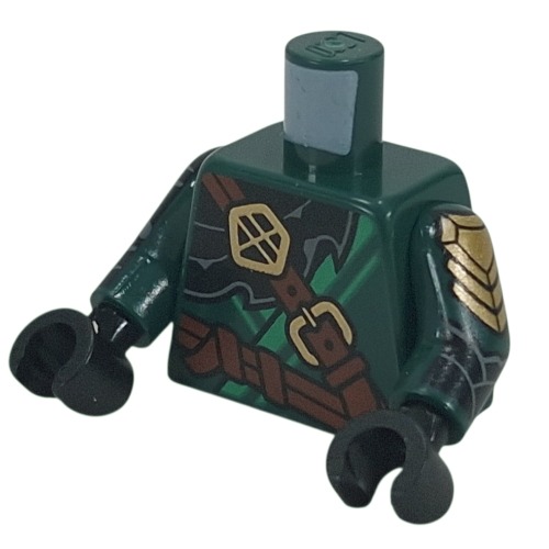 Torso , Ninja Robe, Green Trim, Reddish Brown Straps, Black Cloak print