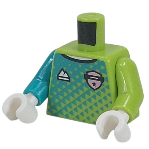 Torso , Goalkeeper Shirt, Dark Turquoise Fade-Over, Silver Badge, Left Lime Arm, Right Dark Turquoise Arm