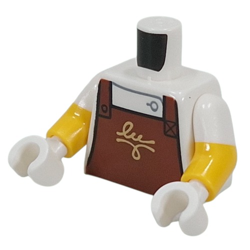 Torso , Dual Molded Arms with Reddish Brown Apron, Gold Scribbling print